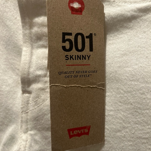 Levi's Women’s Skinny Hi-Rise -White Skinny Jeans 25X28 NWT Fringe Hem - Picture 8 of 11